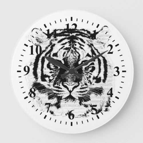 Tiger Face Close_Up 5 Large Clock