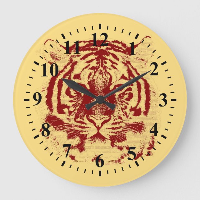 Tiger Face Close-Up 6 Large Clock (Front)