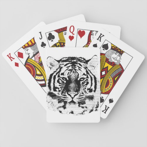 Tiger Face Close_Up 7 Poker Cards