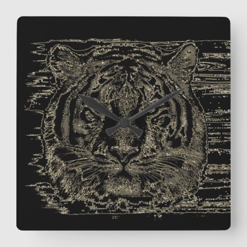 Tiger Face Close_Up 8 Square Wall Clock