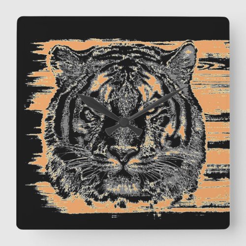 Tiger Face Close_Up 9 Square Wall Clock