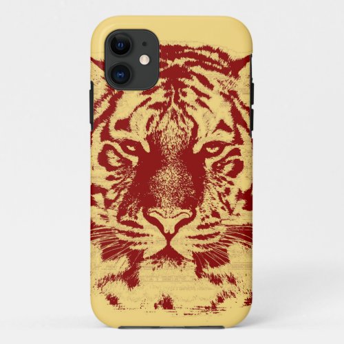 Tiger Face Close_Up Vintage iPhone 11 Case