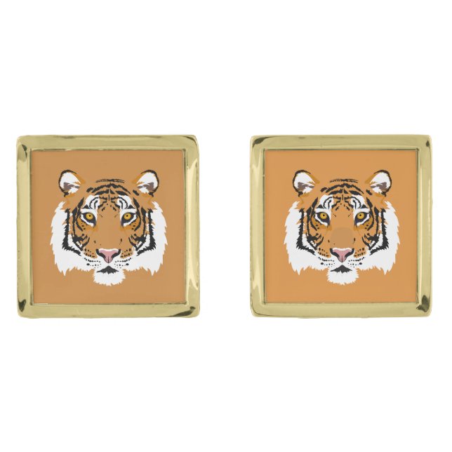 Tiger Face Cool Big Cat Cufflinks (Front)
