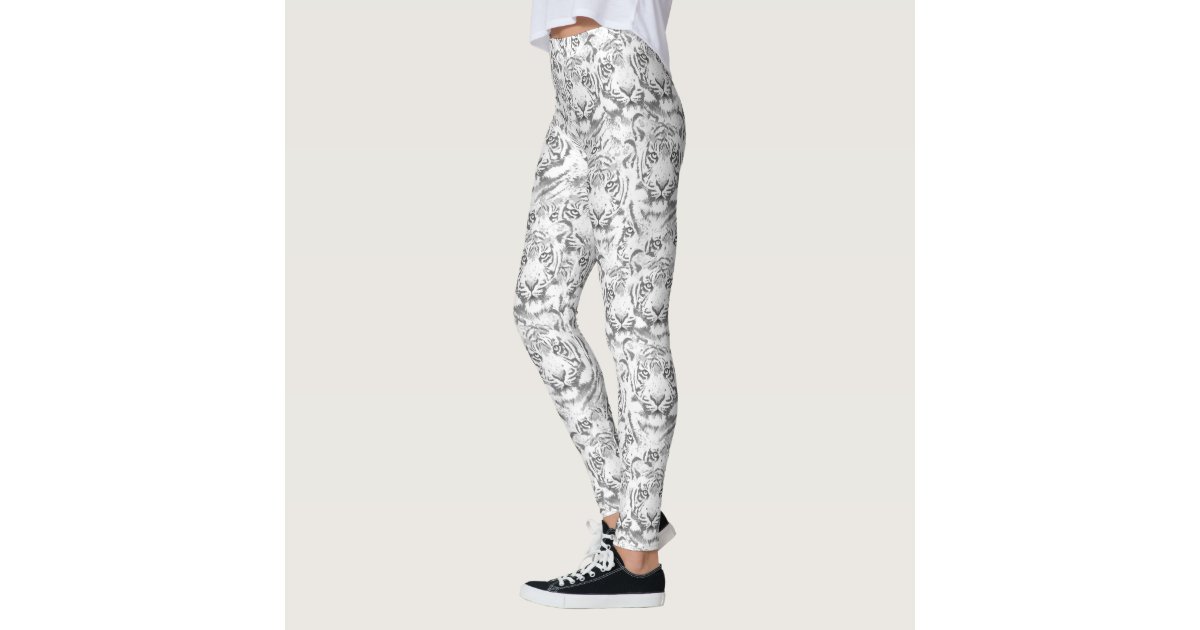 White tiger pattern leggings