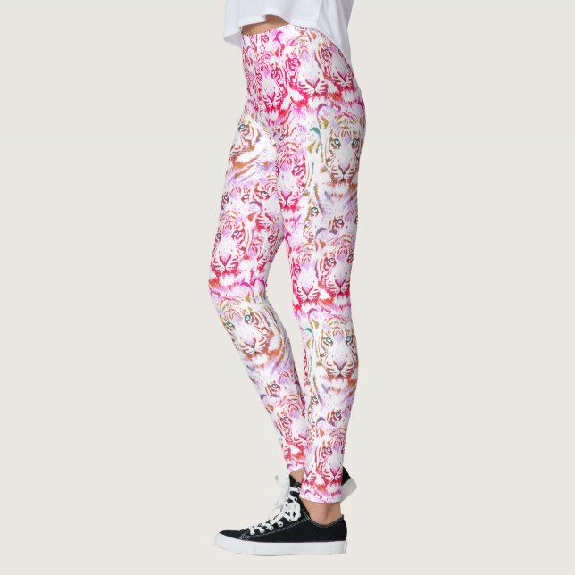 Tiger Face Design Pink Leggings (Left)