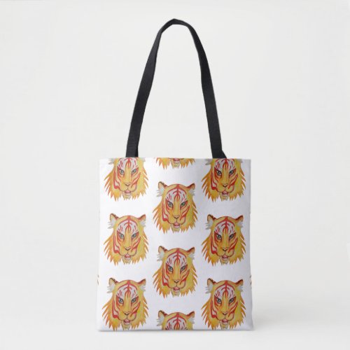 Tiger Face Drawing  Custom All_Over_Print Tote Bag