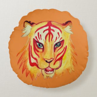Tiger Face  Drawing  Round throw cushion 41 cm
