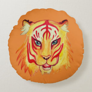 Tiger Face Drawing Round throw cushion 41 cm