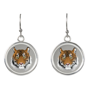 Tiger face earrings