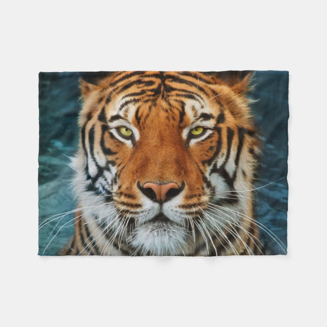 Tiger Face Fleece Blanket (Front (Horizontal))