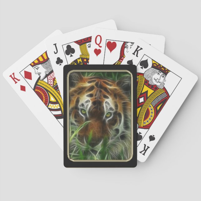 Tiger Face Fractal Art Playing Cards (Back)