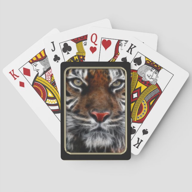Tiger Face Fractal Art Playing Cards (Back)