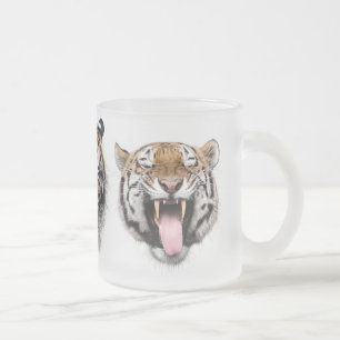 tiger face frosted glass coffee mug