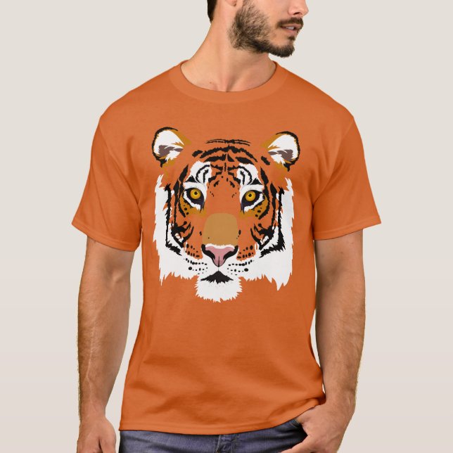 Tiger Face Graphic Print T-Shirt (Front)