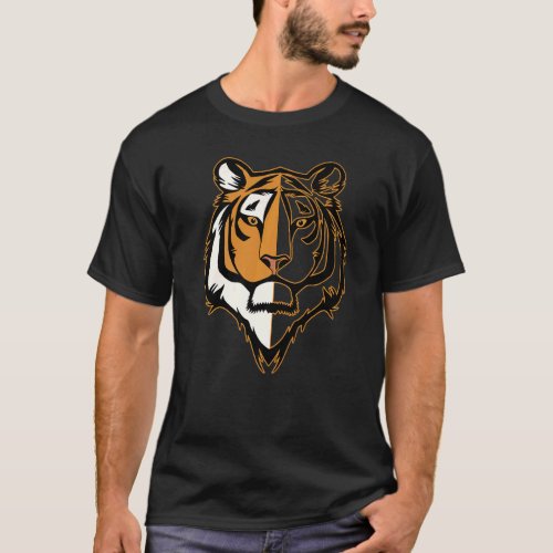 Tiger Face Head Big Cats Print Predator Motif T_Shirt