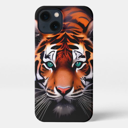 Tiger Face in a Dark Close Up iPhone 13 Case