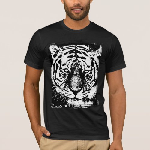 Tiger Face Mens BellaCanvas Short Sleeve Black T_Shirt