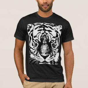 Tiger Face Mens Bella Canvas Short Sleeve Black T-Shirt