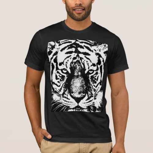 Tiger Face Mens Bella Canvas Short Sleeve Black T_Shirt