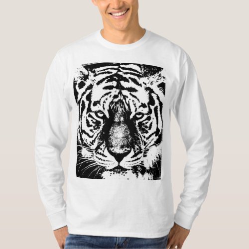Tiger Face Mens Modern Template Basic Long Sleeve T_Shirt
