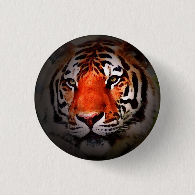 Tiger Face Motivational Artwork Button (Front)