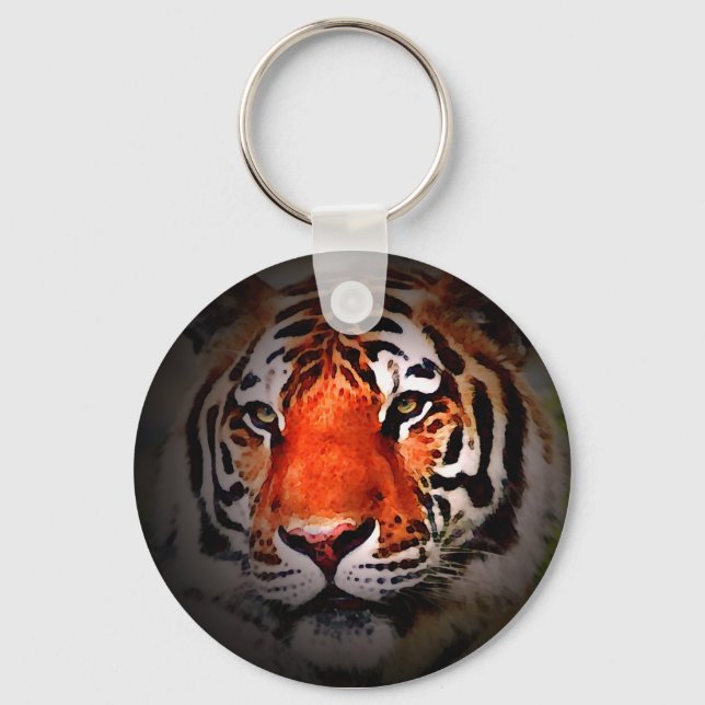 Tiger Face Motivational Artwork Keychain (Front)