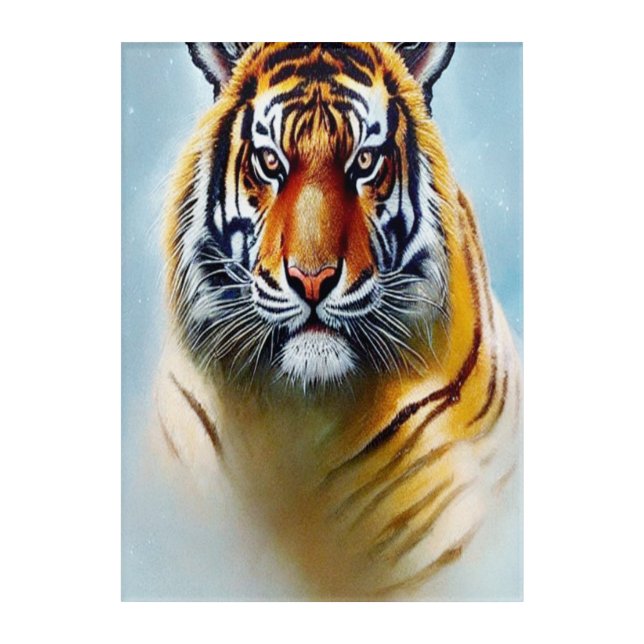 Tiger Face Painting - Striking Wildlife Artwork   Acrylic Print (Front)