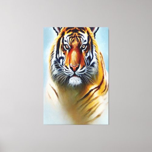 Tiger Face Painting _ Striking Wildlife Artwork   Canvas Print