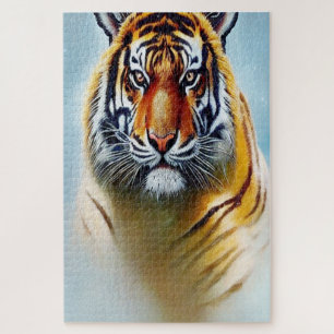 Tiger Face Painting - Striking Wildlife Artwork Jigsaw Puzzle
