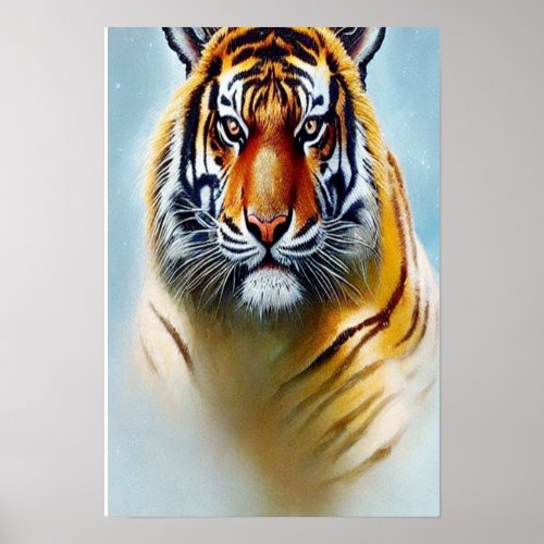 Tiger Face Painting _ Striking Wildlife Artwork   Poster