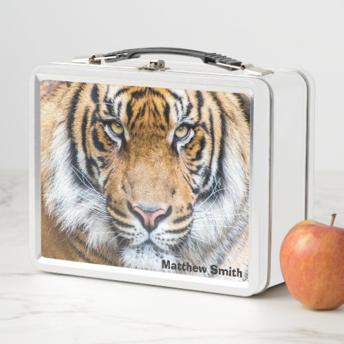 Tiger Face Personalized Name Metal Lunch Box