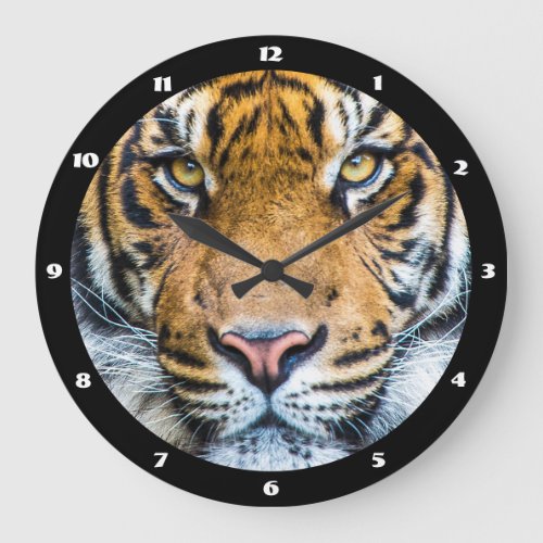 Tiger Face Photograph Large Clock