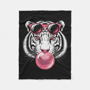 Tiger Face Pink Sungles Jungle Vibes Animal Lover Fleece Blanket