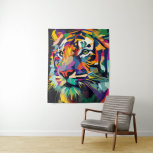 Tiger face pop art tapestry