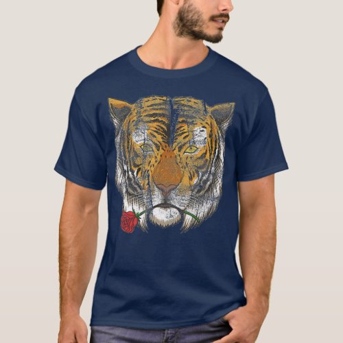 Tiger Face Retro Vintage Tiger Head Wild Cat Lover T_Shirt