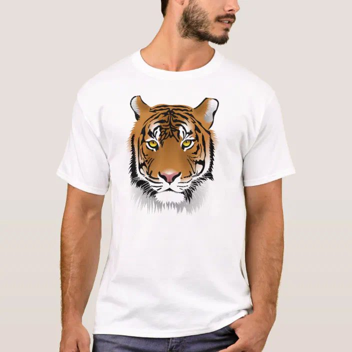 3XL Siberian White Bengal Tiger Pack 100% Cotton T-Shirt Front & Back Print M