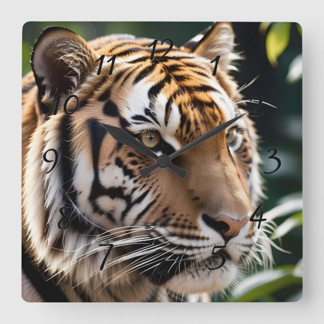 Tiger Face  Square Wall Clock (Front)