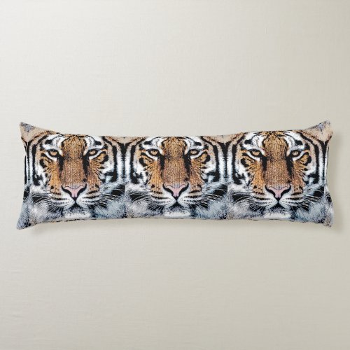 Tiger face stare in Graphic Press Style Body Pillow