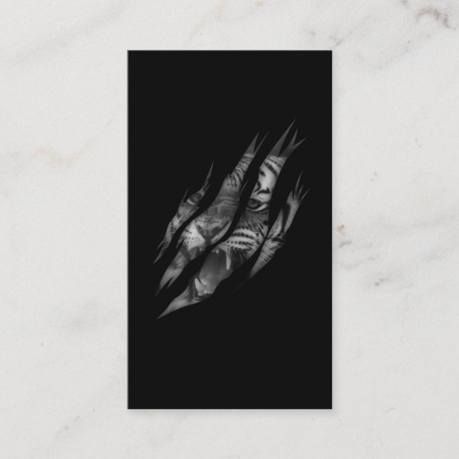 Tiger Face Torn Claw Wild Safari Animal Business Card (Front)