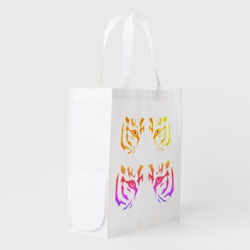 Tiger Face White Reusable Grocery Bag