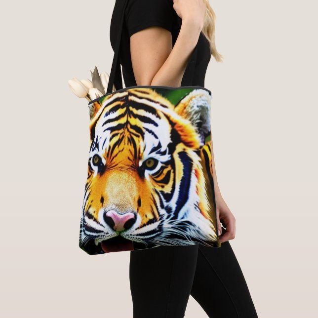 Tiger face wildlife animals tote bag (Close Up)