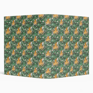 Tiger Face with Jungle Leaves 3 Ring Binder