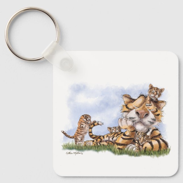 Tiger Family Cartoon Keychain (Front)