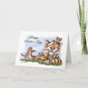 Tiger Family Cartoon Mothers Day Card