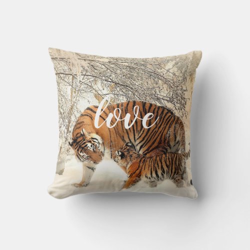 Tiger Family Throw Pillow