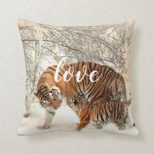 Tiger Family Throw Pillow