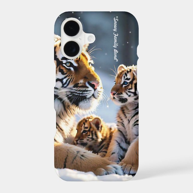 "Tiger Family's Winter Retreat" iPhone Case (Back)