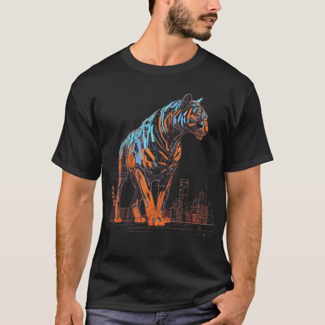 Tiger Fantasy Artwork Architecture Art Animal Moti T-Shirt (Front)