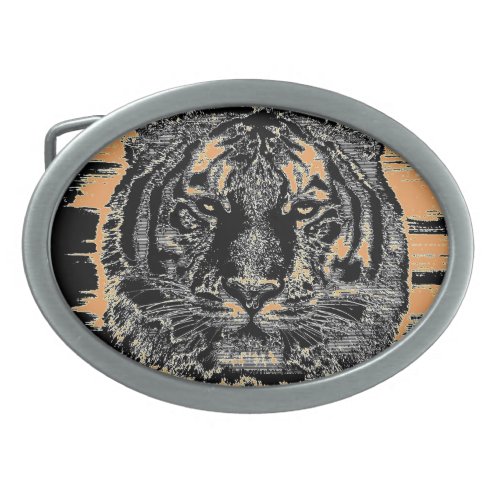 Tiger Fine Art 2 Oval Belt Buckle