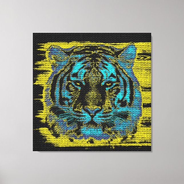Tiger Fine Art on Burlap Rustic Jute #2 Canvas Print (Front)